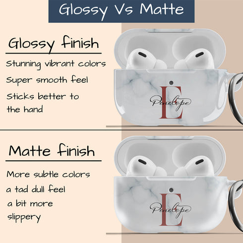 Monogram Personalized White Marble AirPods Case