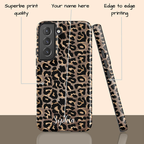 Metallic Leopard Personalized Name Galaxy Case