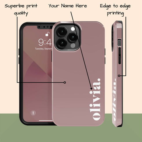 Elegant Solid Custom Serif Name iPhone Case