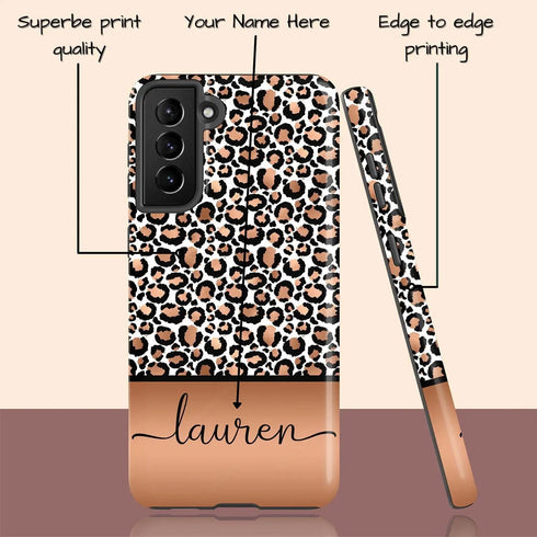 Golden Leopard Personalized Name Galaxy Case
