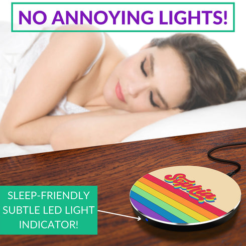 LGBTQ Pride Rainbow Custom Retro Name Wireless Charger Pad
