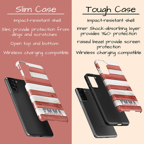 Wooden American Flag Custom Name Galaxy Case