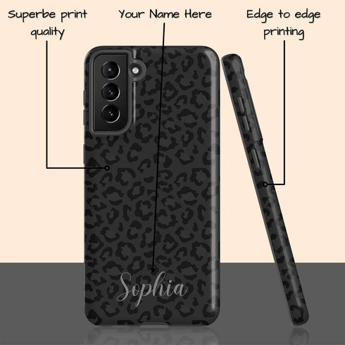 Dark Leopard Custom Name Galaxy Case
