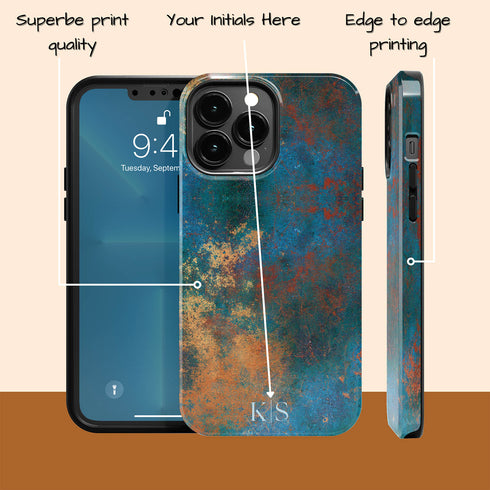 Patina Effect Custom Initials iPhone Case