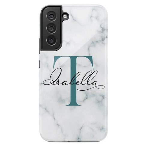 Monogram Personalized White Marble Galaxy Case