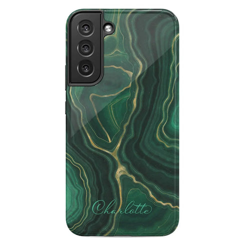 Malachite Marble Agate Custom Name Galaxy Case