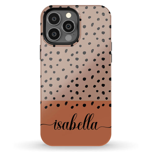 Speckled Dots Custom Name iPhone Case