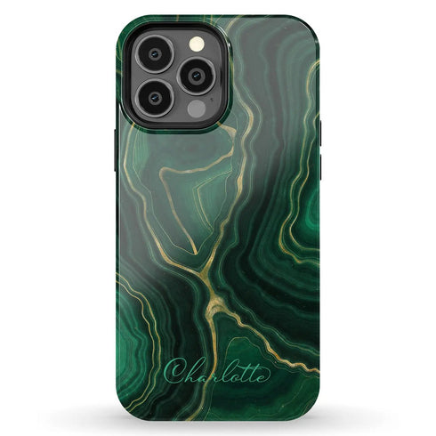 Malachite Marble Agate Custom Name iPhone Case