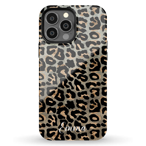 Metallic Leopard Personalized Name iPhone Case