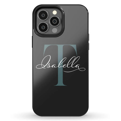Monogram Personalized Solid Black iPhone Case