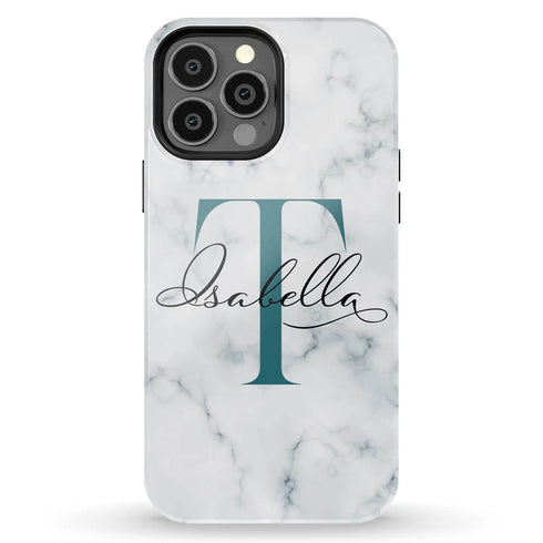 Monogram Personalized White Marble iPhone Case