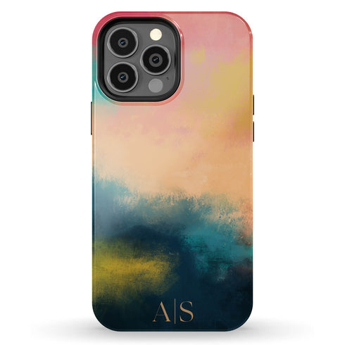 Colorful Abstract Oil Paint Custom Initials iPhone Case