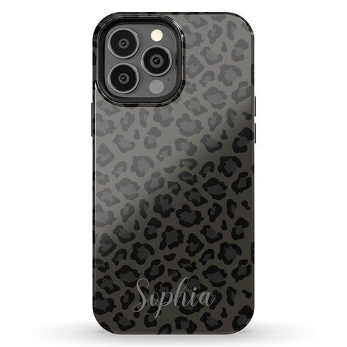 Dark Leopard Custom Name iPhone Case