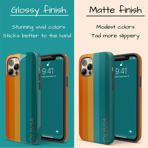 Orange & Teal Rainbow Custom Name iPhone Case