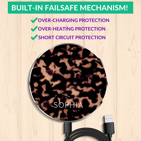 Tortoiseshell Custom Name Wireless Charger Pad