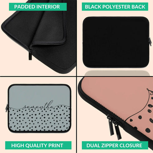 Spotted Dots Custom Calligraphy Name Laptop Sleeve