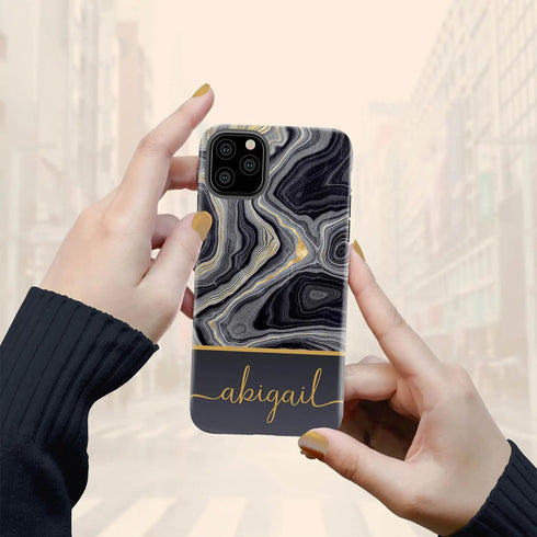 Black Agate Custom Name iPhone Case