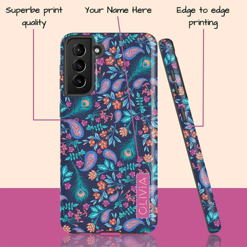 Paisley Peacock Custom Name Galaxy Case