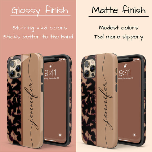 Tortoiseshell Custom Calligraphy Name iPhone Case