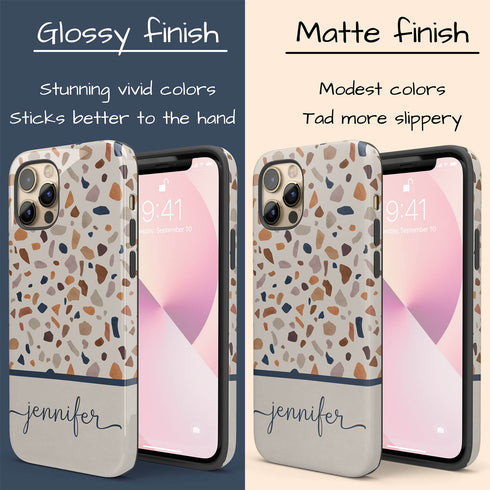 Terrazzo Pattern Custom Name iPhone Case