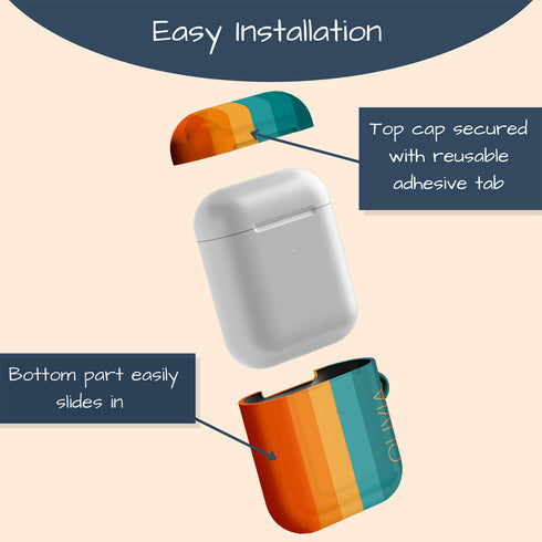Orange & Teal Rainbow Custom Name AirPods Case
