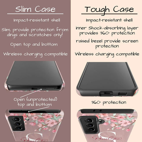 Cherry Blossom Monogram Personalized Galaxy Case