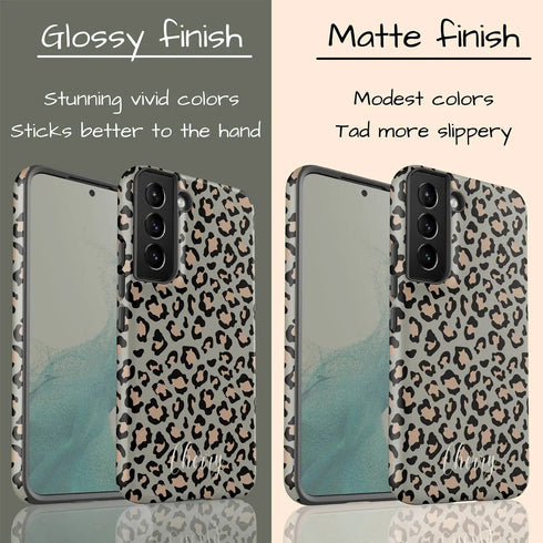 Custom Name Grey & Peach Leopard Galaxy Case