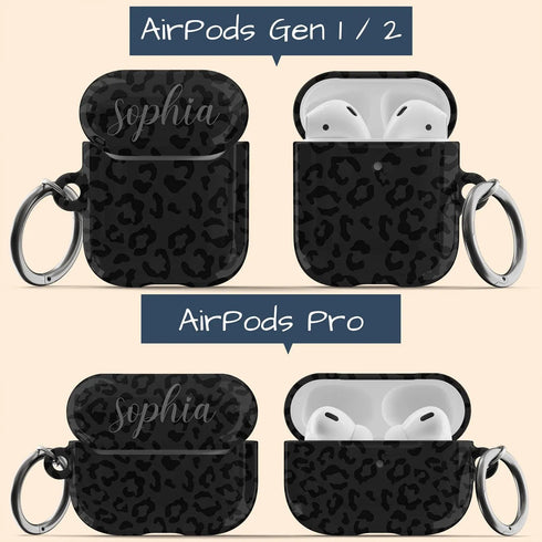 Dark Leopard Custom Name AirPods Case
