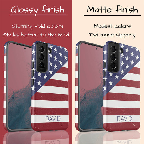 Diagonal American Flag Custom Name Galaxy Case