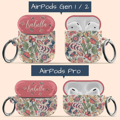 Cute Butterflies Custom Name AirPods Case
