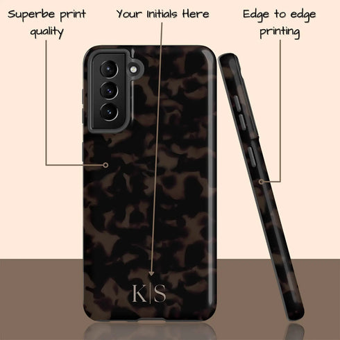 Dark Tortoiseshell Custom Initials Galaxy Case