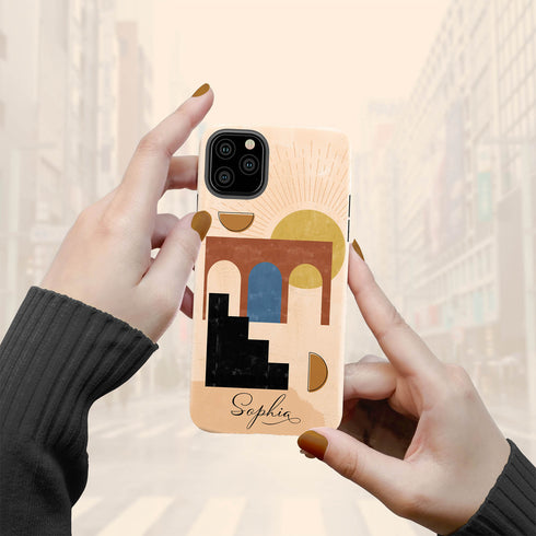 Abstract Shapes Custom Name iPhone Case