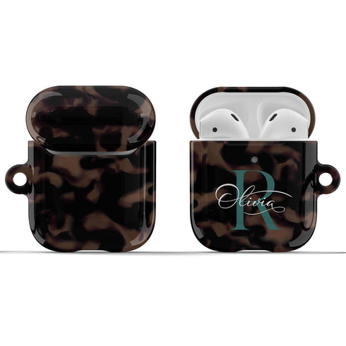 Monogram Personalized Tortoiseshell AirPods Case