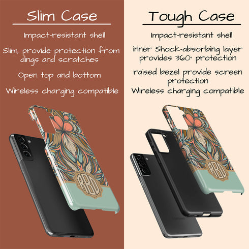 Boho Folk Art Floral Monogram Galaxy Case