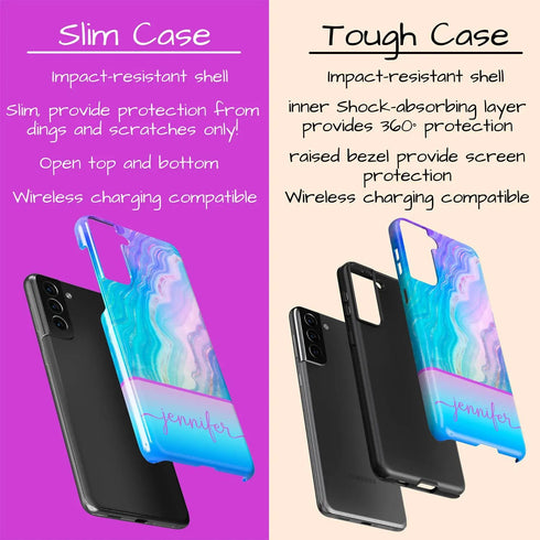 Neon Rainbow Agate Custom Name Galaxy Case