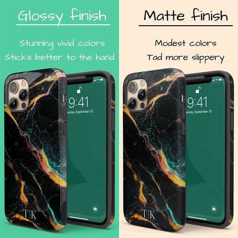 Cracked Marble Custom Initials iPhone Case