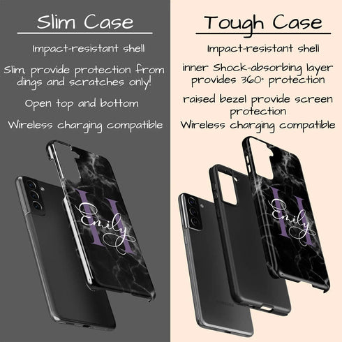 Monogram Personalized Black Marble Galaxy Case