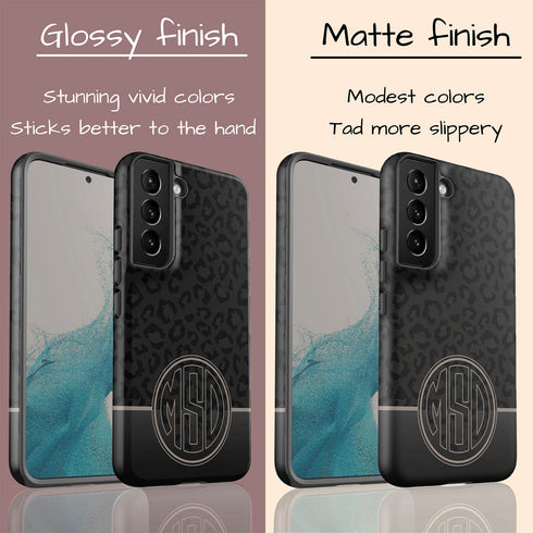 Dark Leopard Round Monogram Galaxy Case