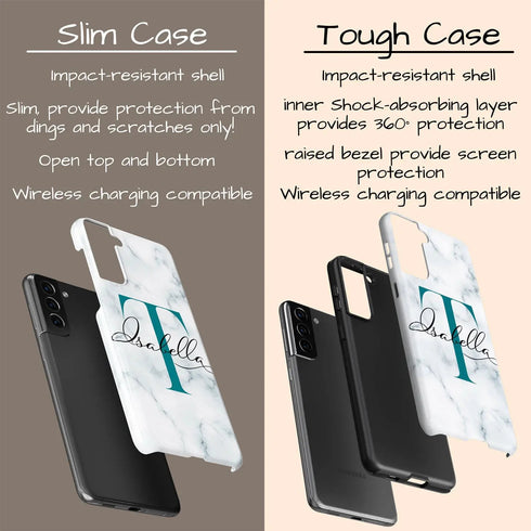 Monogram Personalized White Marble Galaxy Case