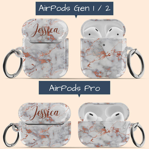 Trendy Marble Custom Name AirPods Case