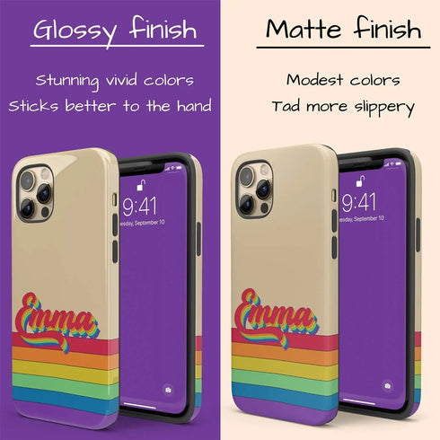 LGBTQ Pride Rainbow Custom Retro Name iPhone Case