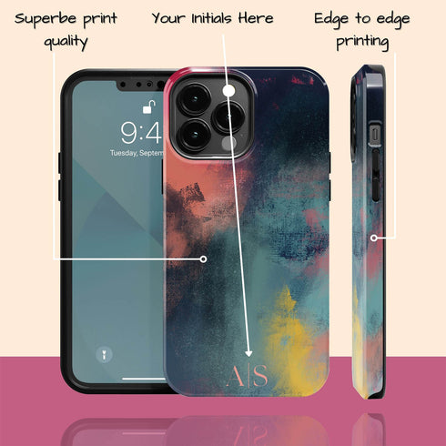 Colorful Abstract Oil Paint Custom Initials iPhone Case