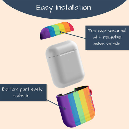 LGBTQ Pride Rainbow Custom Name AirPods Case