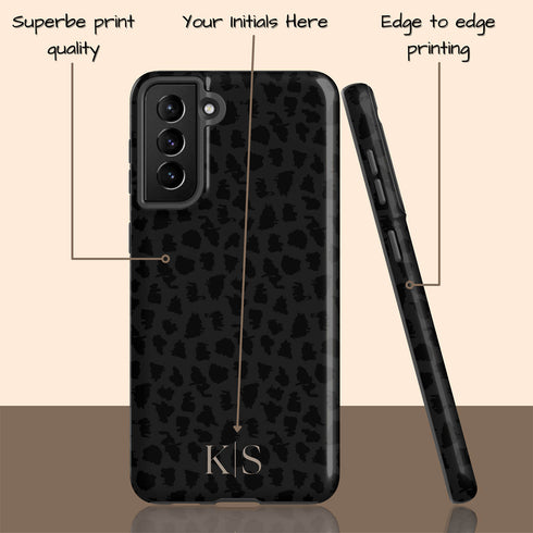Dark Leopard Custom Initials Galaxy Case