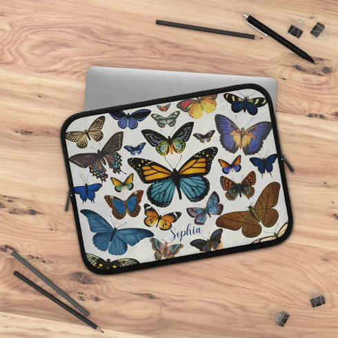 Exotic Butterflies Custom Name Laptop Sleeve