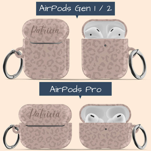 Nude Leopard Custom Name AirPods Case