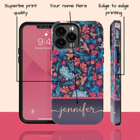 Floral Paisley Custom Name iPhone Case