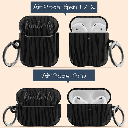 Dark Zebra Custom Name AirPods Case