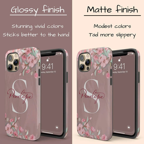 Cherry Blossom Monogram Personalized iPhone Case