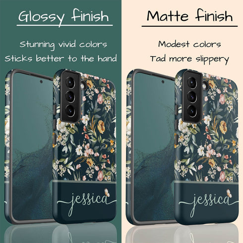 Elegant Flowers Custom Name Galaxy Case